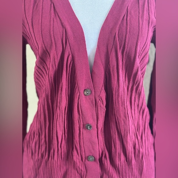 Evan-Picone Burgundy Button-Front Cardigan Sweater - Picture 4 of 4